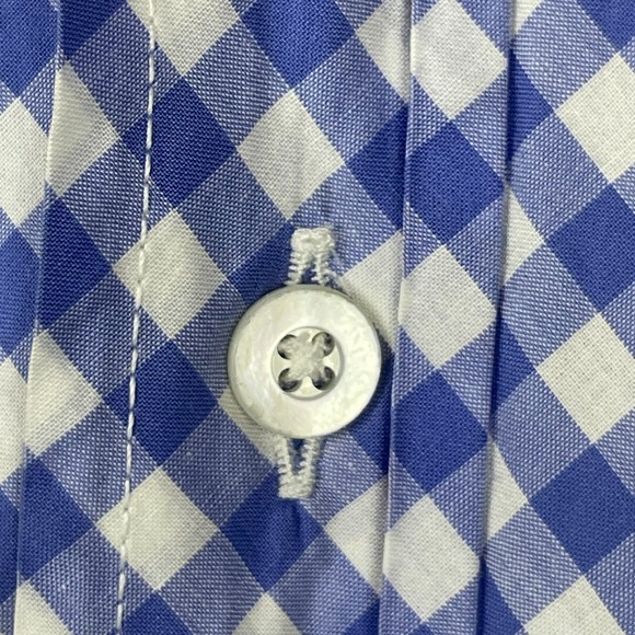 Alfred Dunhill Men's 16 Shirt – Blue White Gingham French Cuff Old Money Preppy‎ - Picture 6 of 9